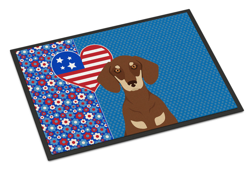 Chocolate and Cream Dachshund USA American Doormat - 24x36 Decorative Floor Mat – Indoor/Outdoor Rug with Artistic Flair