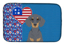 Blue and Tan Dachshund USA American Dish Drying Mat – Absorbent, Artistic Kitchen Essentials