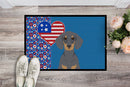 Blue and Tan Dachshund USA American Doormat - 24x36 Decorative Floor Mat – Indoor/Outdoor Rug with Artistic Flair