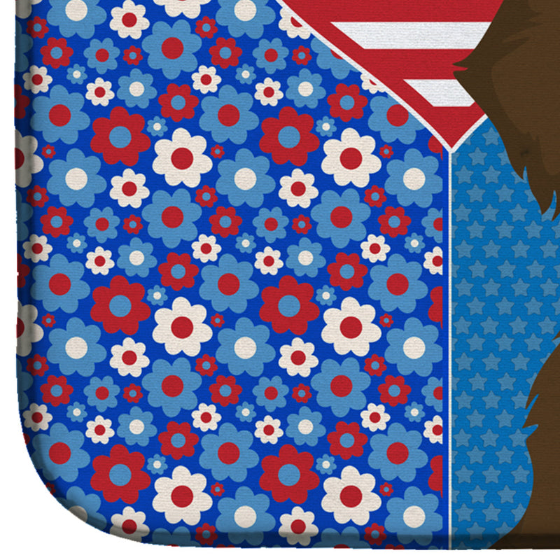 Wirehair Chocolate and Tan Dachshund USA American Dish Drying Mat – Absorbent, Artistic Kitchen Essentials