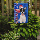 Black White Smooth Jack Russell Terrier Patriotic Heart Garden Flag – Red, White & Blue Dog Decor with Star Background