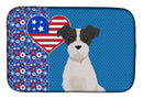 Black White Wirehair Jack Russell Terrier USA American Dish Drying Mat – Absorbent, Artistic Kitchen Essentials