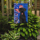 Black Labrador Retriever Patriotic Heart Garden Flag – Red, White & Blue Dog Decor with Star Background