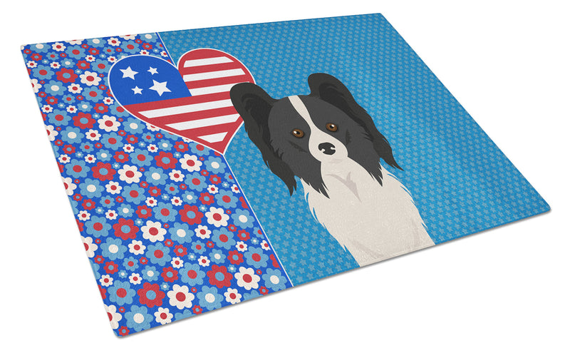 Black and White Papillon USA American Glass Cutting Board Large