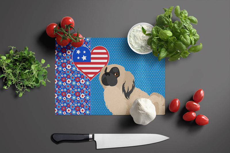 Cream Pekingese USA American Glass Cutting Boards – Durable, Decorative Kitchen Art Large