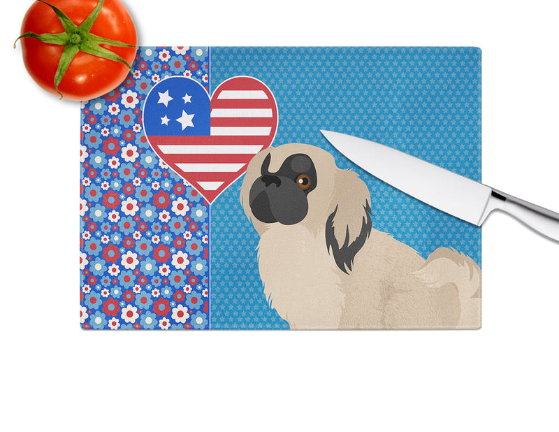 Cream Pekingese USA American Glass Cutting Boards – Durable, Decorative Kitchen Art Large