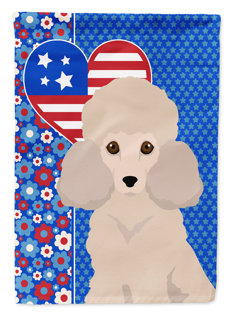 Toy Cream Poodle Patriotic Heart Garden Flag – Red, White & Blue Dog Decor with Star Background