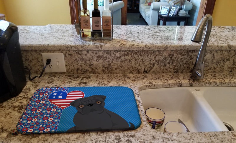 Black Pug USA American Dish Drying Mat – Absorbent, Artistic Kitchen Essentials