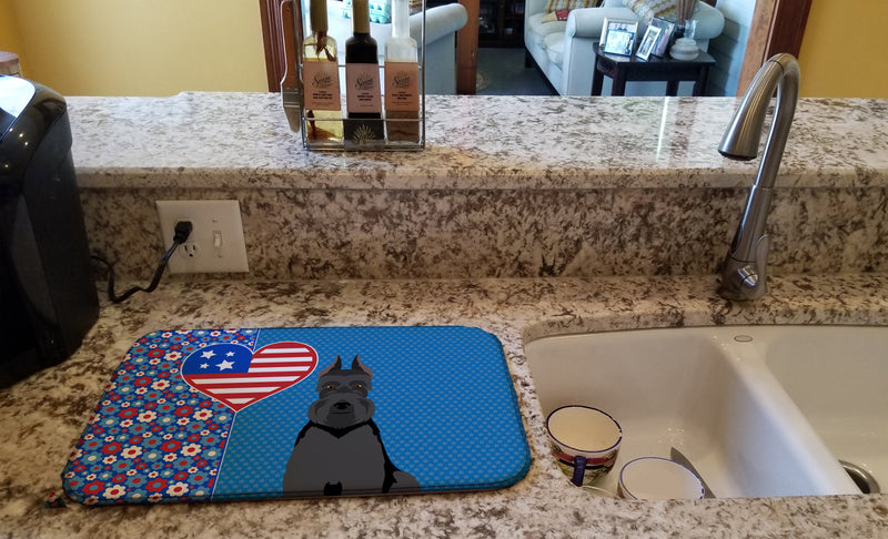 Black Schnauzer USA American Dish Drying Mat – Absorbent, Artistic Kitchen Essentials