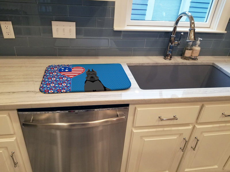 Black Schnauzer USA American Dish Drying Mat – Absorbent, Artistic Kitchen Essentials