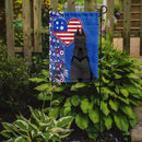 Black Schnauzer Patriotic Heart Garden Flag – Red, White & Blue Dog Decor with Star Background