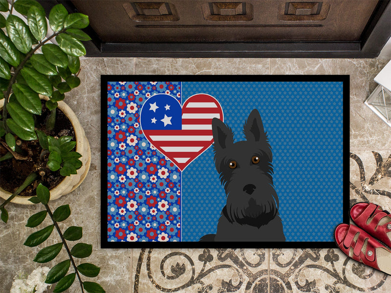 Black Scottish Terrier USA American Doormat - 24x36 Decorative Floor Mat – Indoor/Outdoor Rug with Artistic Flair