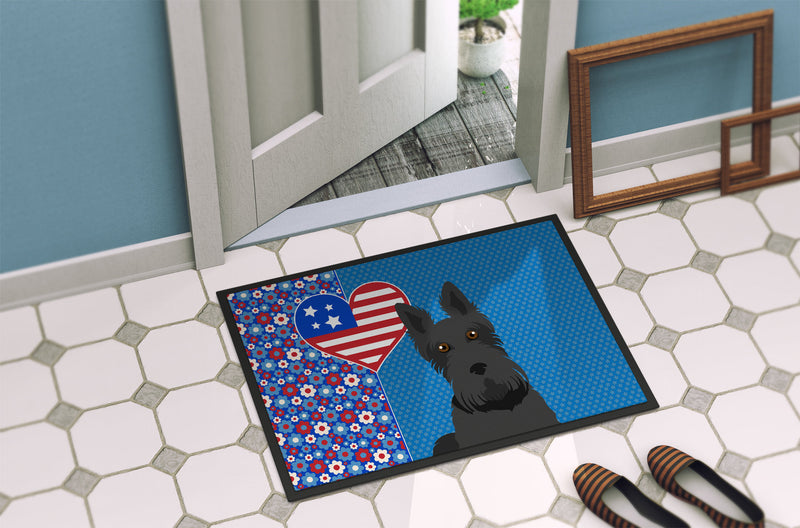 Black Scottish Terrier USA American Doormat - 24x36 Decorative Floor Mat – Indoor/Outdoor Rug with Artistic Flair