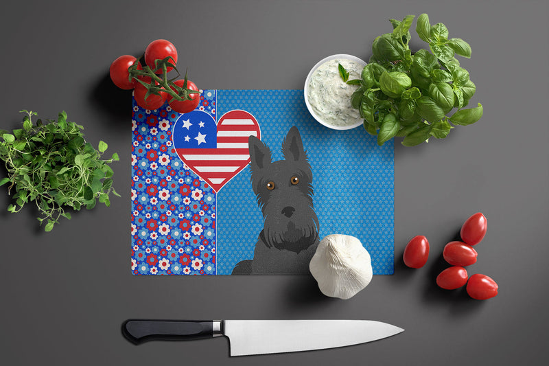 Black Scottish Terrier USA American Glass Cutting Boards – Durable, Decorative Kitchen Art Large