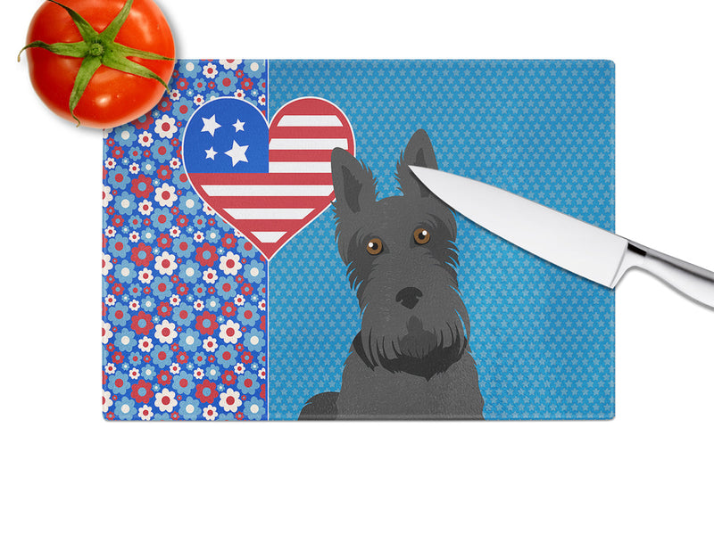 Black Scottish Terrier USA American Glass Cutting Boards – Durable, Decorative Kitchen Art Large