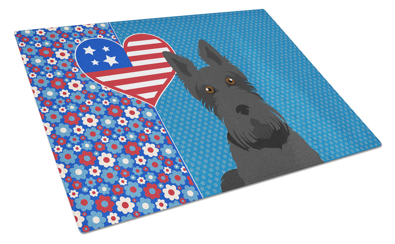 Black Scottish Terrier USA American Glass Cutting Boards – Durable, Decorative Kitchen Art Large
