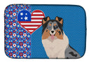 Blue Merle Sheltie USA American Dish Drying Mat – Absorbent, Artistic Kitchen Essentials