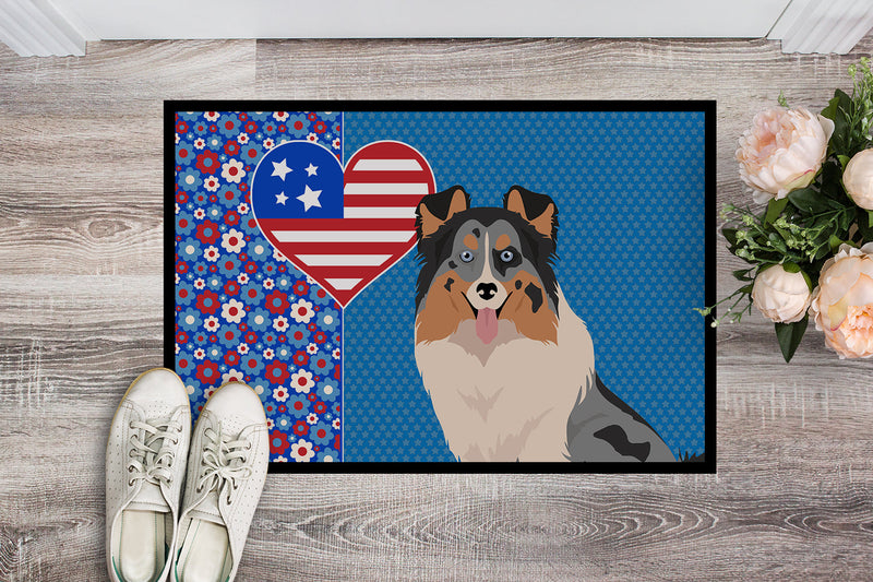 Blue Merle Sheltie USA American Doormat - 24x36 Decorative Floor Mat – Indoor/Outdoor Rug with Artistic Flair