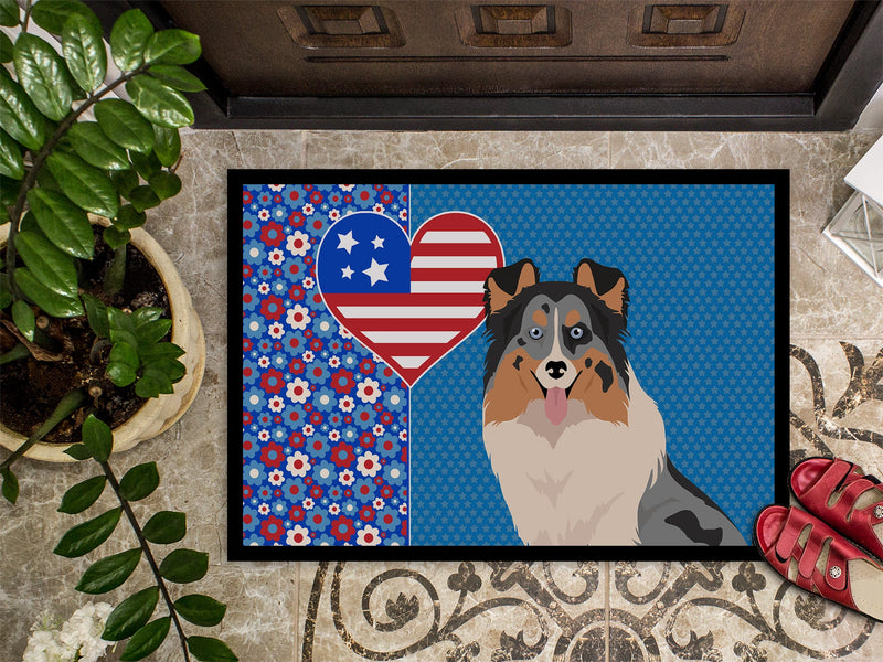 Blue Merle Sheltie USA American Doormat - 24x36 Decorative Floor Mat – Indoor/Outdoor Rug with Artistic Flair