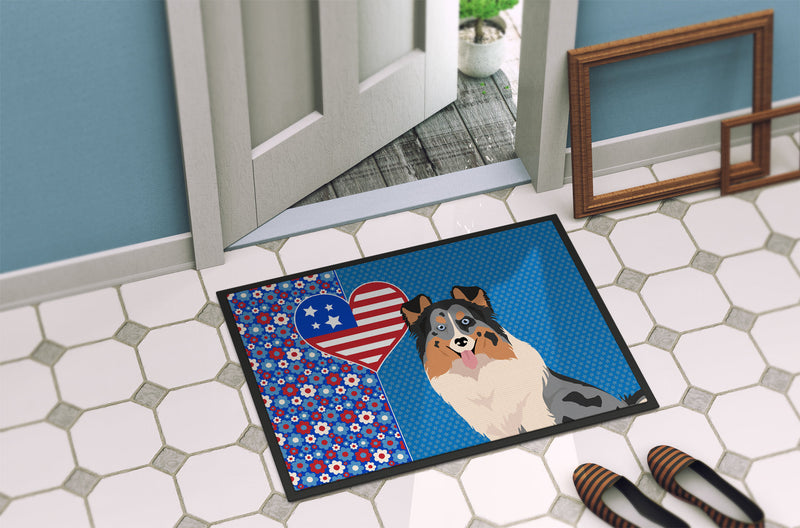 Blue Merle Sheltie USA American Doormat - 24x36 Decorative Floor Mat – Indoor/Outdoor Rug with Artistic Flair