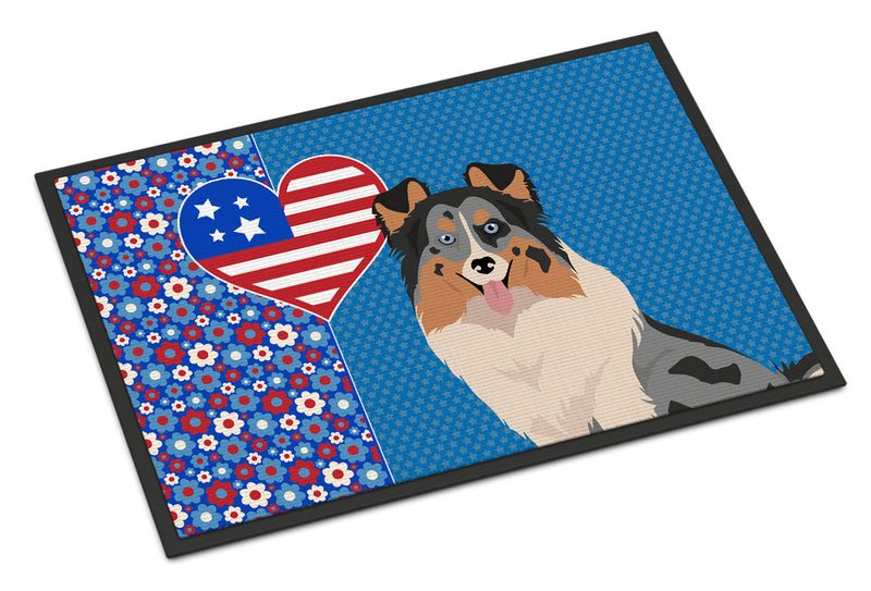 Blue Merle Sheltie USA American Doormat - 24x36 Decorative Floor Mat – Indoor/Outdoor Rug with Artistic Flair