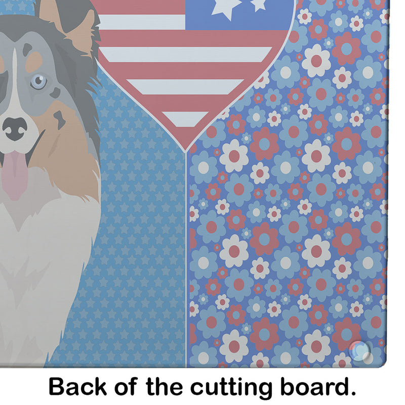 Blue Merle Sheltie USA American Glass Cutting Boards – Durable, Decorative Kitchen Art Large