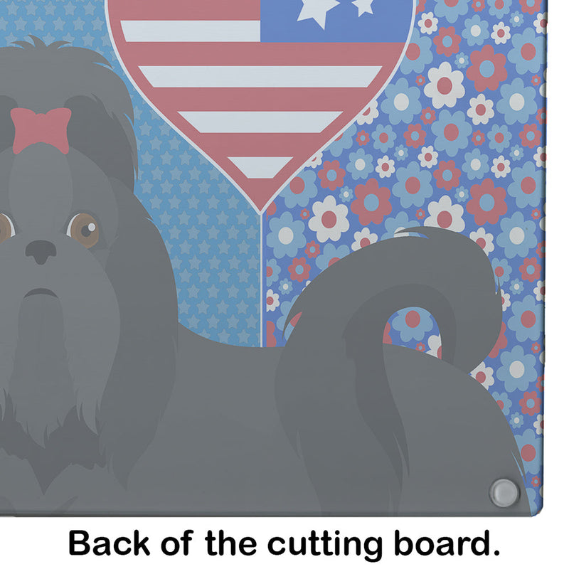 Black Shih Tzu USA American Glass Cutting Boards – Durable, Decorative Kitchen Art Large