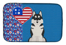 Black Siberian Husky USA American Dish Drying Mat – Absorbent, Artistic Kitchen Essentials