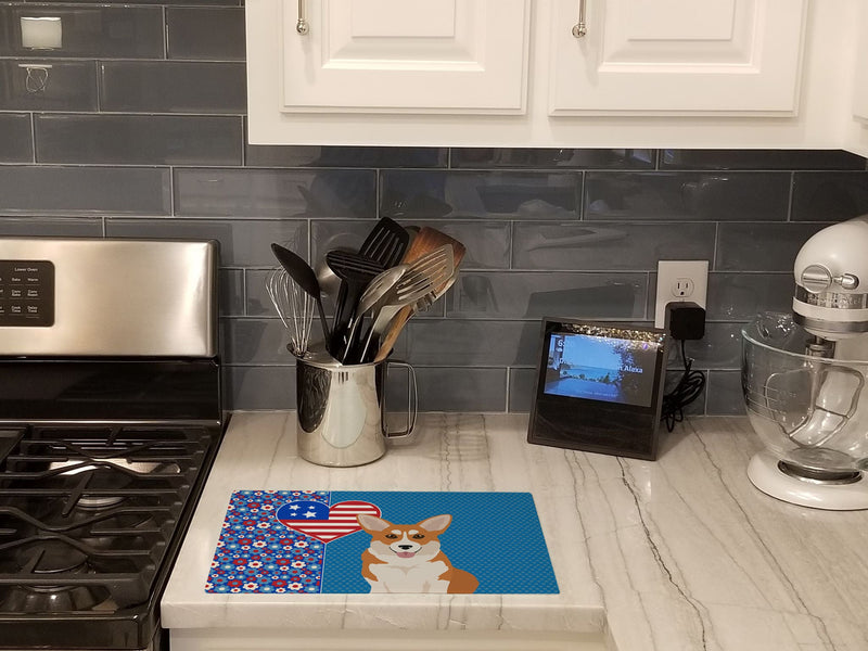 Red Pembroke Corgi USA American Glass Cutting Boards – Durable, Decorative Kitchen Art Large