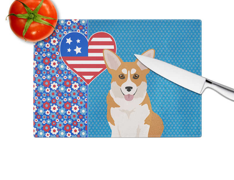 Red Pembroke Corgi USA American Glass Cutting Boards – Durable, Decorative Kitchen Art Large
