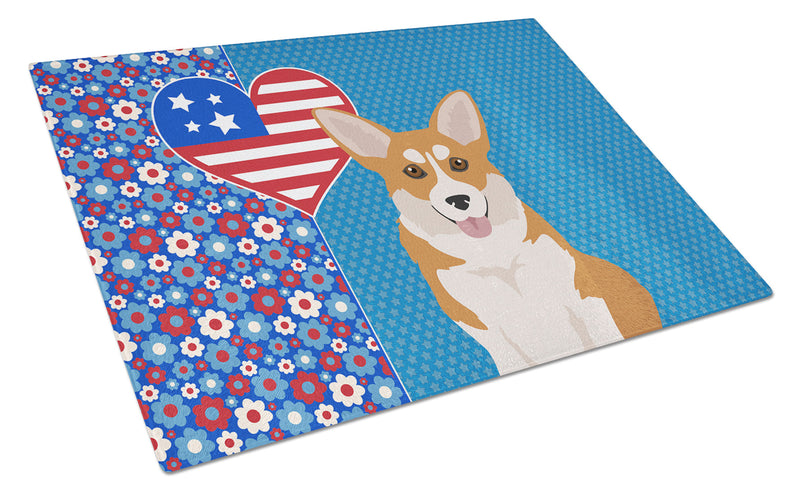 Red Pembroke Corgi USA American Glass Cutting Boards – Durable, Decorative Kitchen Art Large