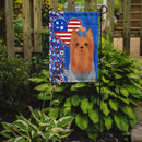 Blue and Tan Full Coat Yorkshire Terrier Patriotic Heart Garden Flag – Red, White & Blue Dog Decor with Star Background