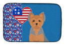 Blue and Tan Puppy Cut Yorkshire Terrier USA American Dish Drying Mat – Absorbent, Artistic Kitchen Essentials