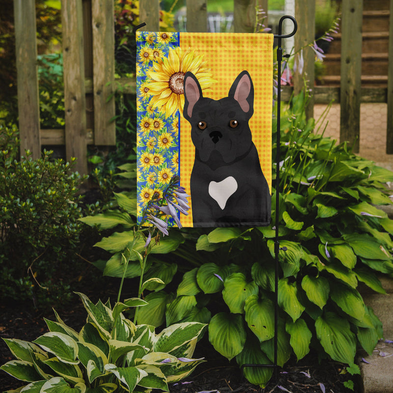 Summer Sunflowers Black French Bulldog Garden Flag – Decorative Outdoor Yard Flag
