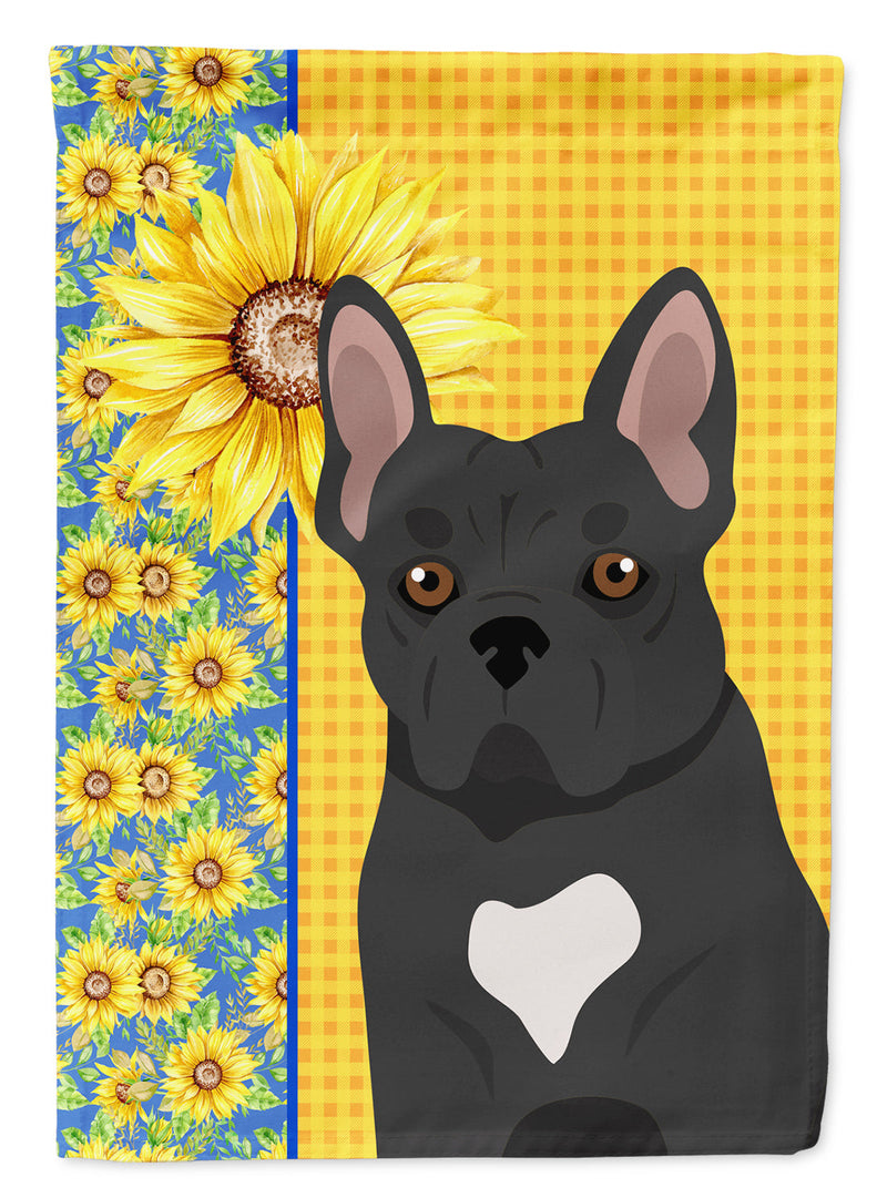 Summer Sunflowers Black French Bulldog Garden Flag – Decorative Outdoor Yard Flag