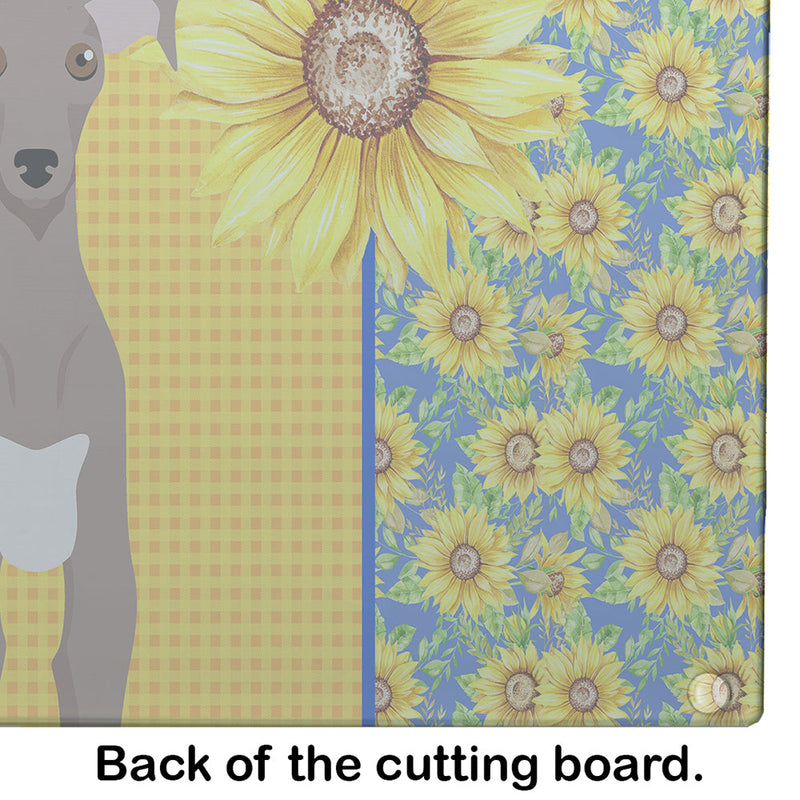 Summer Sunflowers Fawn Italian Greyhound Glass Cutting Boards – Durable, Decorative Kitchen Art Large