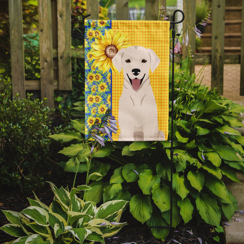 Summer Sunflowers White Cream Labrador Retriever Garden Flag – Decorative Outdoor Yard Flag