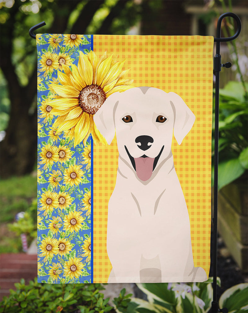 Summer Sunflowers White Cream Labrador Retriever Garden Flag – Decorative Outdoor Yard Flag