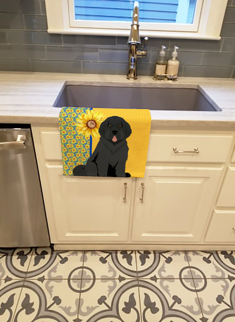 Summer Sunflowers Black Newfoundland Kitchen Towel