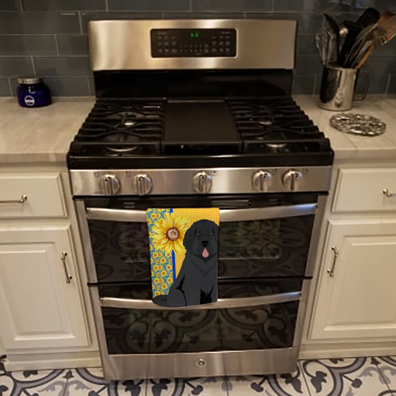 Summer Sunflowers Black Newfoundland Kitchen Towel