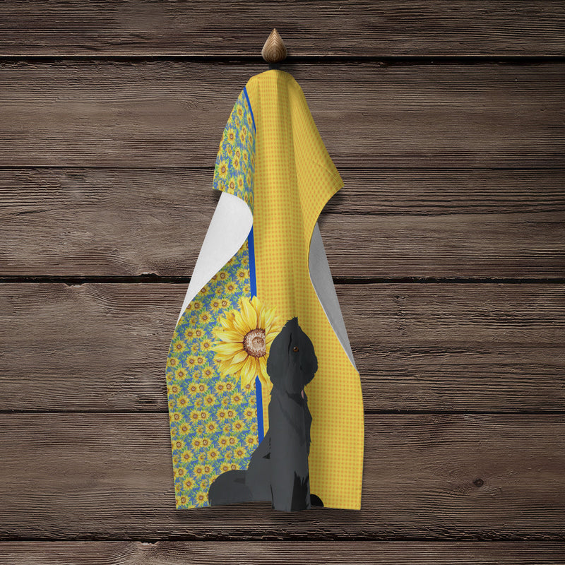 Summer Sunflowers Black Newfoundland Kitchen Towel