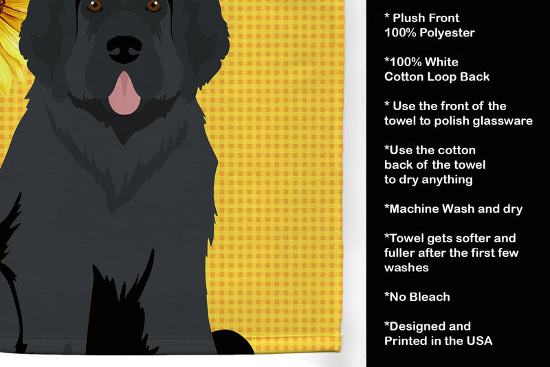 Summer Sunflowers Black Newfoundland Kitchen Towel