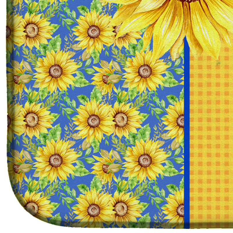 Summer Sunflowers Brindle Cardigan Corgi Dish Drying Mat – Absorbent, Artistic Kitchen Essentials