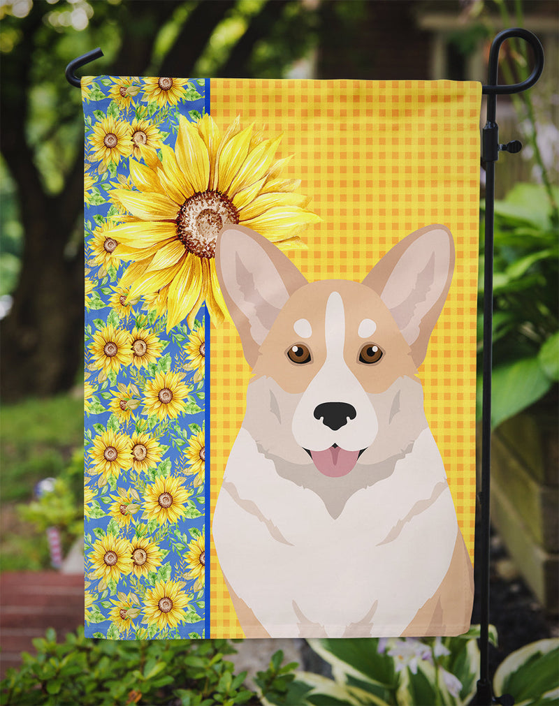 Summer Sunflowers Fawn Cardigan Corgi Garden Flag – Decorative Outdoor Yard Flag