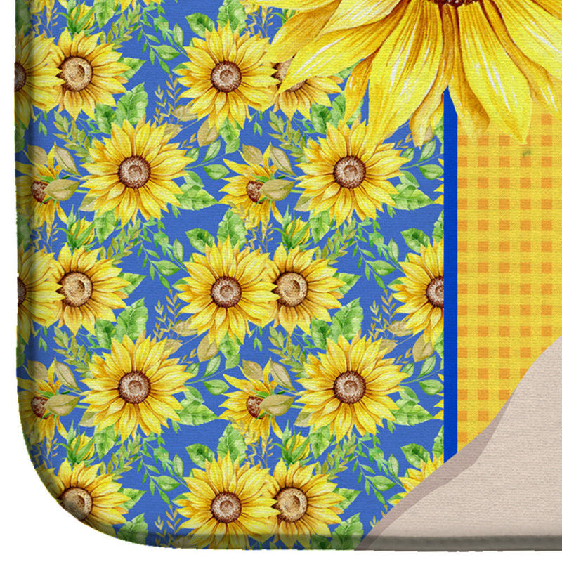 Summer Sunflowers Westie West Highland White Terrier Dish Drying Mat – Absorbent, Artistic Kitchen Essentials