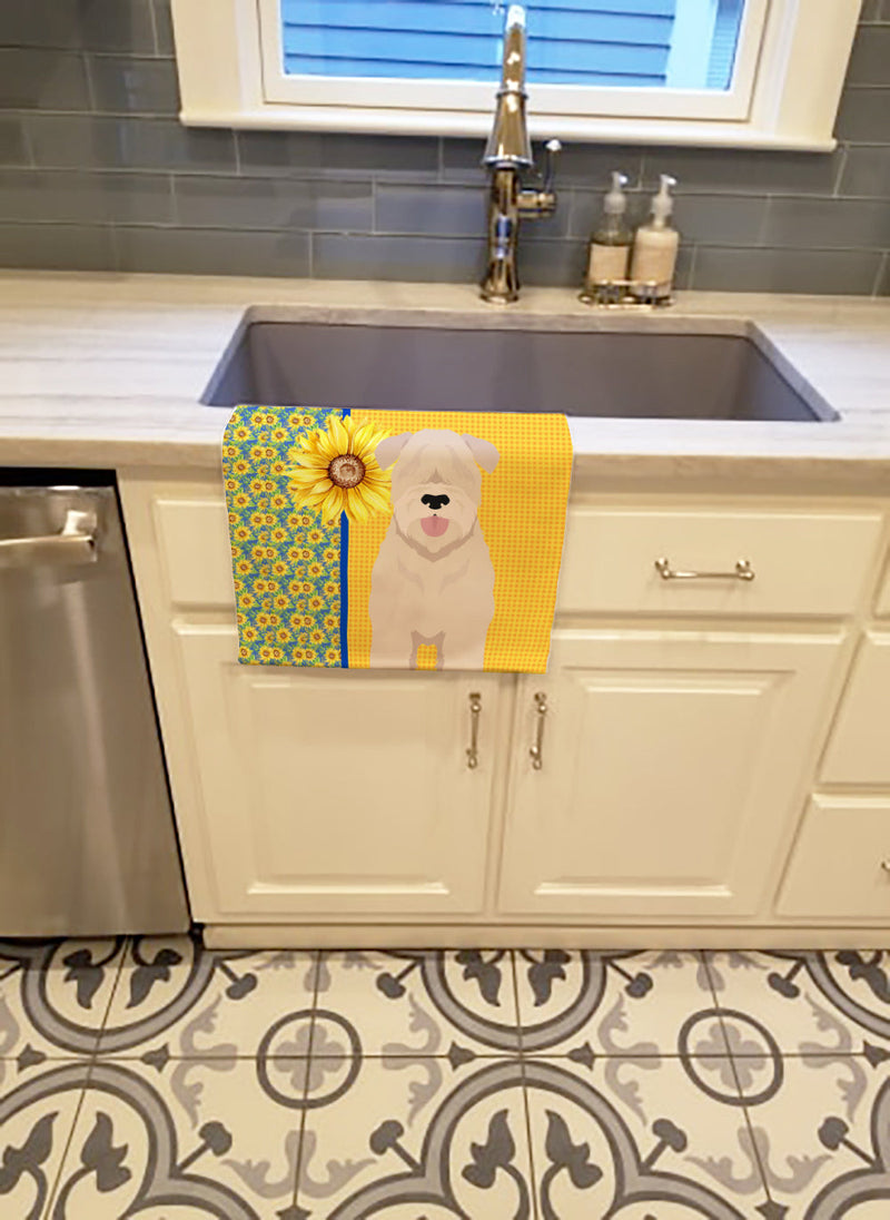 Summer Sunflowers Soft Coated Wheaten Terrier Kitchen Towel