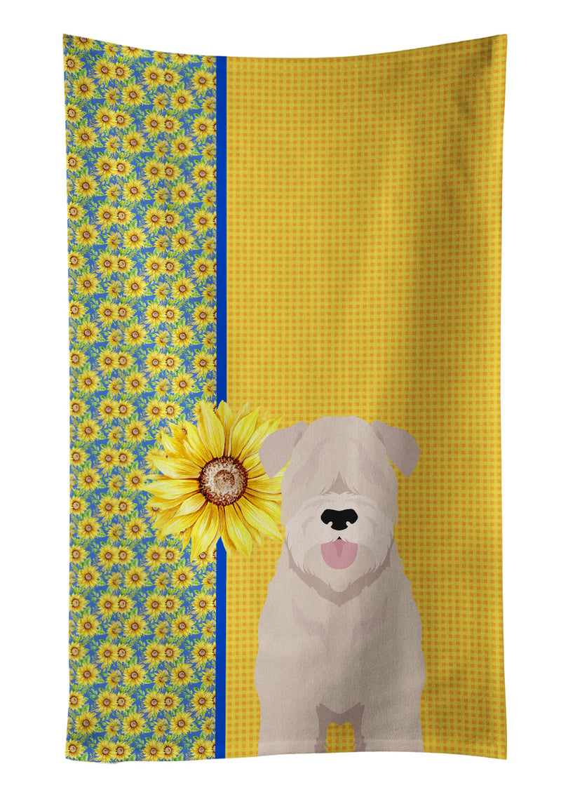 Summer Sunflowers Soft Coated Wheaten Terrier Kitchen Towel