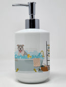 Blue Brindle Pit Bull Terrier Ceramic Soap Dispenser