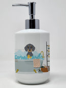 Blue and Tan Dachshund Ceramic Soap Dispenser