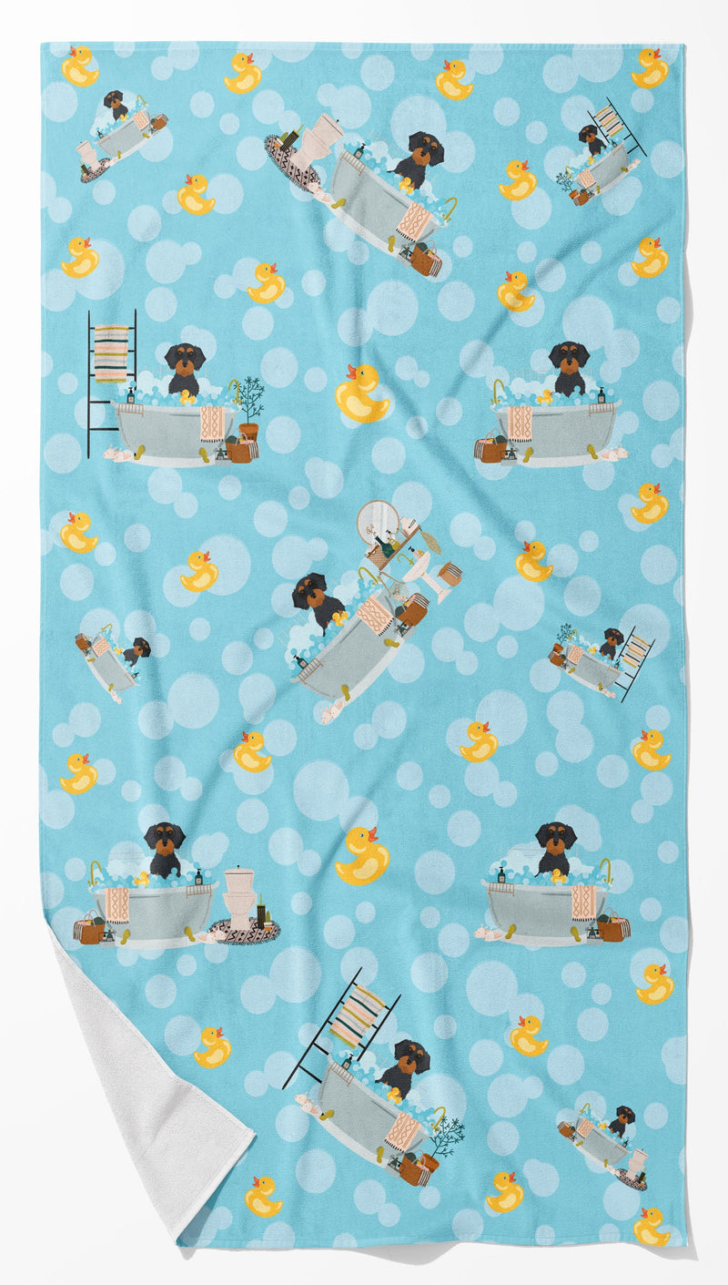 Wirehair Black and Tan Dachshund Bath Towel Large